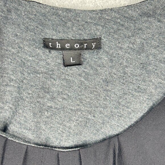 Theory Tank Top Women L Blouse‎ Black Cotton Silk Chiffon Sleeveless Saundera - Picture 10 of 12